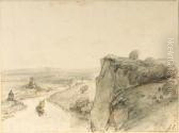 An Extensive Rocky Landscape With Sailing Boats On A River - view 1