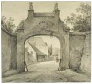 The Westpoort At Rhenen by Andreas Schelfhout