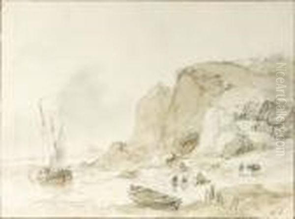 Fishermen Unloading Their Merchandise On A Rocky Coast - view 1