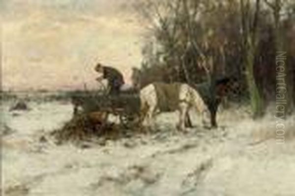 Unloading The Cart In Winter - view 1