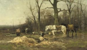 Wood-cutters On The Edge Of A Forest by Johan Frederik Corn. Scherrewitz