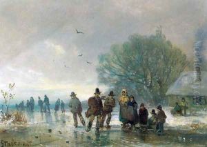 A Skating Party by Adolf Stademan