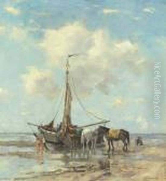 Shellfishers At Low Tide - view 1