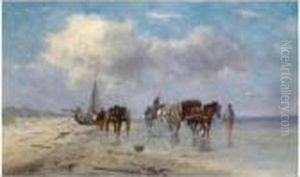 Shell Fishers On The Beach by Johan Frederik Corn. Scherrewitz