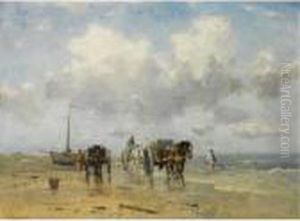Shell Fishers In The Breakers by Johan Frederik Corn. Scherrewitz