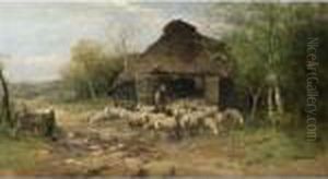 A Shepherd And His Flock by Johan Frederik Corn. Scherrewitz