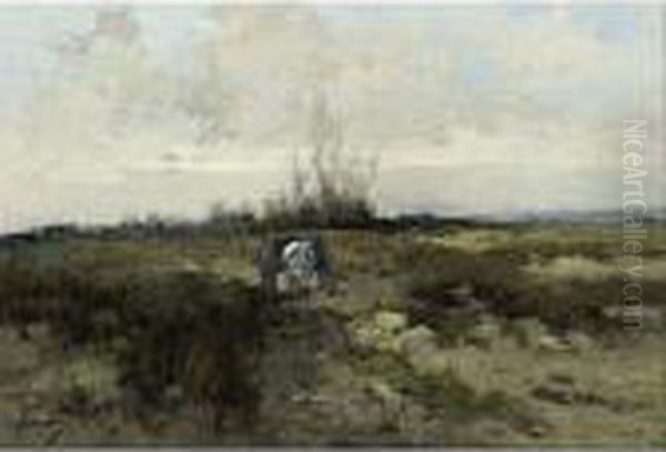 A Horse Drawn Cart In A Landscape - view 1