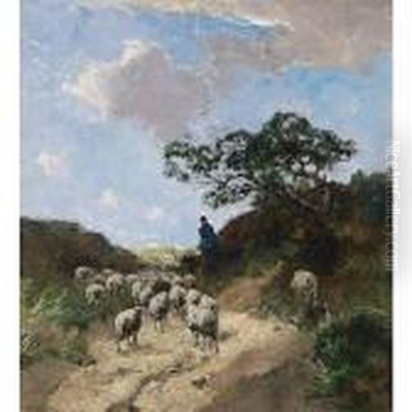 A Shepherd And His Flock In The Dunes - view 1