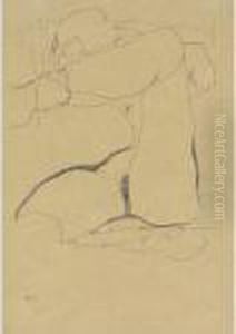 Sitzender Weiblicher Akt Mit Erhobenem Bein
