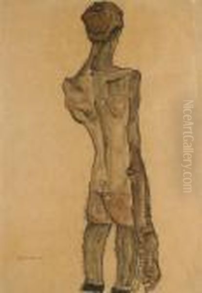 Stehender Mannlicher Ruckenakt (standing Male Nude, Back View) - view 1