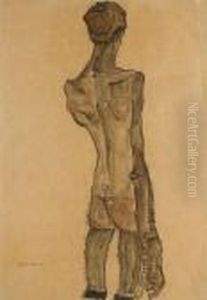 Stehender Mannlicher Ruckenakt (standing Male Nude, Back View) by Egon Schiele