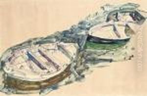 Drei Ruderboote by Egon Schiele