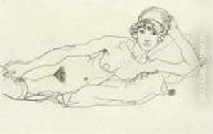 Liegender Akt by Egon Schiele
