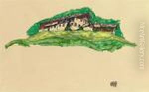 Berglandschaft (tiroler Bauernhof) by Egon Schiele