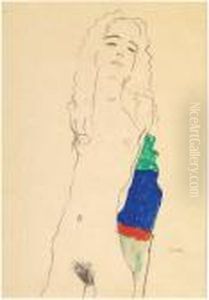 Stehenderweiblicher Akt by Egon Schiele