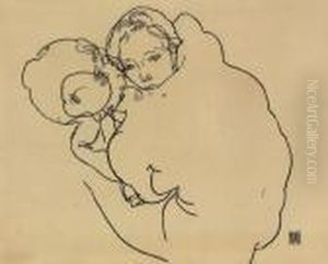 Mutter Und Kind by Egon Schiele
