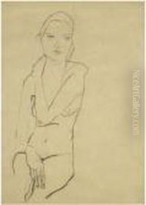 Sitzender Weiblicher Akt (seated Female Nude) by Egon Schiele