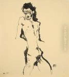 "mannlicher Akt (selbstbildnis) I" by Egon Schiele