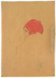 Nach Links Blickendes Kind Mit Roter Kappe by Egon Schiele