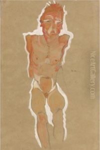 Mannlicher Akt Mit Verkurzten Armen (male Nude With Truncatedarms) by Egon Schiele