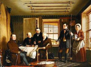 Discussing a Catch of Salmon in a Scottish Fishing-Lodge, c.1840