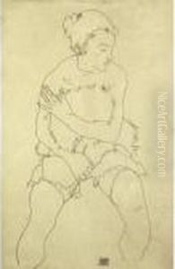 Sitzender Weiblicher Akt (seated Female Nude) by Egon Schiele