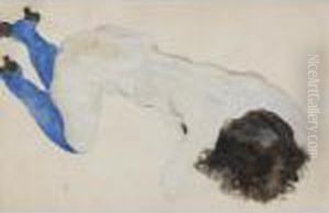 Kauernde Mit Blauen Strumpfen (crouching Woman With Bluestockings)