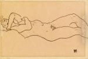 Liegender Weiblicher Akt by Egon Schiele