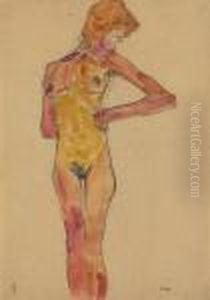 Stehender Weiblicher Akt (gerti Schiele) by Egon Schiele