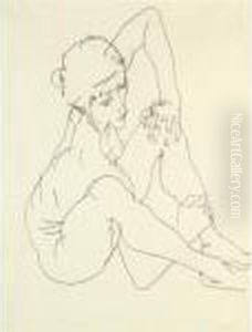 Sitzender Weiblicher Akt (seated Female Nude) by Egon Schiele