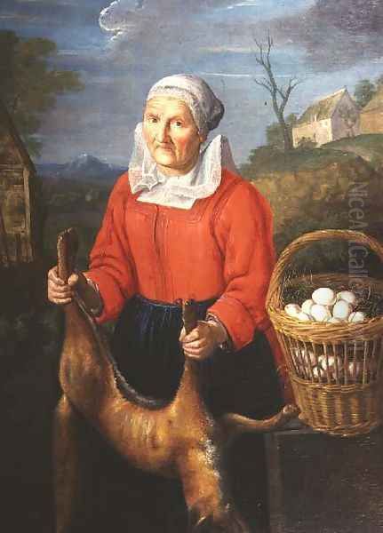An Old Woman with a Dead Fox - view 1