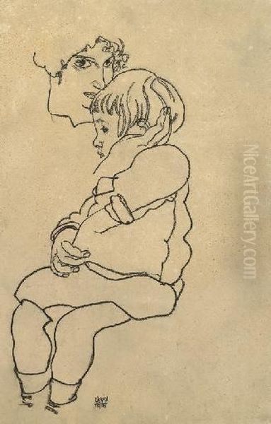 Schieles Schwester Gerti Mit 
Ihrem Sohn Anton (schiele's Sister Gertrude With Her Son Anton) - view 1