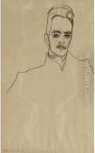 Bildnis Eduard Kosmack, En Face,
 Mit Gefalteten Handen (recto) Portrait Of Eduard Kosmack, Frontal, With
 Clasped Hands Portratstudie (verso) Portrait Study by Egon Schiele
