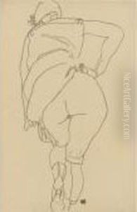Halbakt, Ruckenansicht (semi-nude, Back View) by Egon Schiele