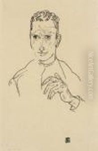 Brustbild Eines Jungen Mannes by Egon Schiele