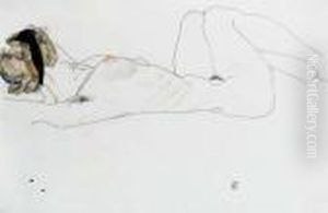 Liegender Weiblicher Akt by Egon Schiele