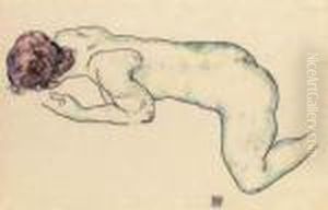 Liegender Weiblicher Akt by Egon Schiele