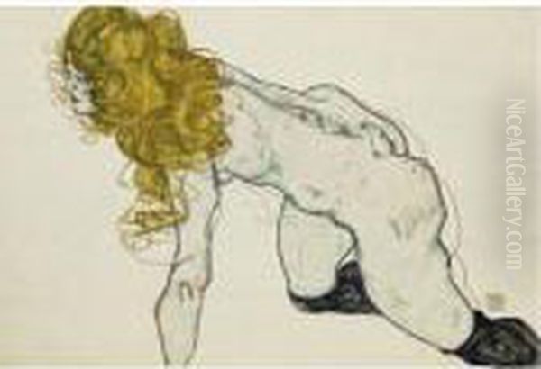 Property From A Private
Collection
Sich Aufstutzende Blonde Nackte Mit Dunklen Strumpfen
(kneeling Blonde Nude With Dark Stockings) Or Kauernder Weiblicher Akt
Mit Blonden Haaren Und Aufge - view 1