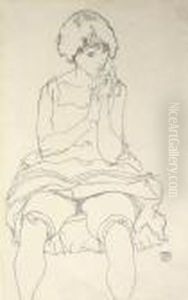 Sitzende Frau by Egon Schiele