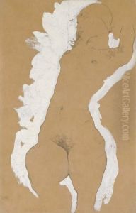 Madchenakt Mit Weisser Umrandung by Egon Schiele