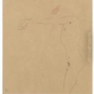 Mannlicher Akt Mit Nach Links Ausgestrecktem Armen (male Nude With Outstreched Arms) by Egon Schiele
