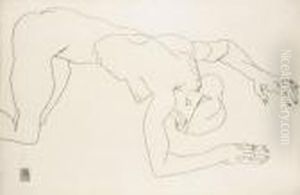 Sich Aufstutzender Akt by Egon Schiele