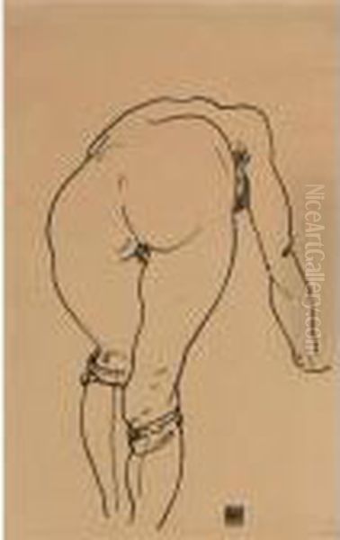 Gebueckter Akt, Rueckenansicht (nude Bent Over, Back View) - view 1