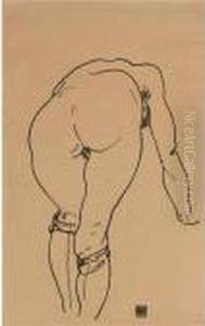 Gebueckter Akt, Rueckenansicht (nude Bent Over, Back View) by Egon Schiele