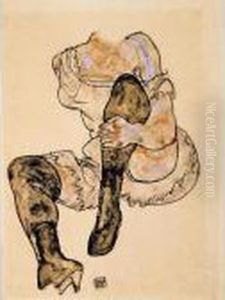 Sitzende Mit Angezogenem Linken Bein (torso) (seated Woman With Bent Left Leg (torso) by Egon Schiele