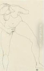 Stehende Frauenakt, Masturbierend (standing Nude Woman, Masturbating) by Egon Schiele