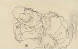 Edith Schiele Mit Ihrem Hund Lord (edith Schiele With Her Dog Lord) by Egon Schiele