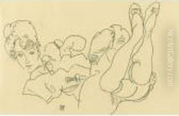 Liegendes Madchen Mit Hochgereckten Beinen (reclining Girl With Raised Legs) - view 1