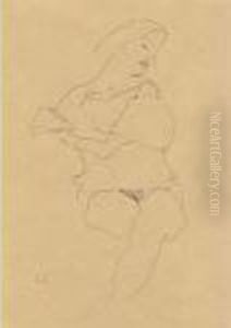 Sitzende Frau Mit Hochgeschobenem Rock (seated Woman With Raised Skirt) by Egon Schiele
