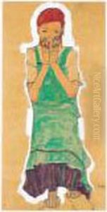 Madchen Mit Gruner Schurze (girl With Green Pinafore) by Egon Schiele